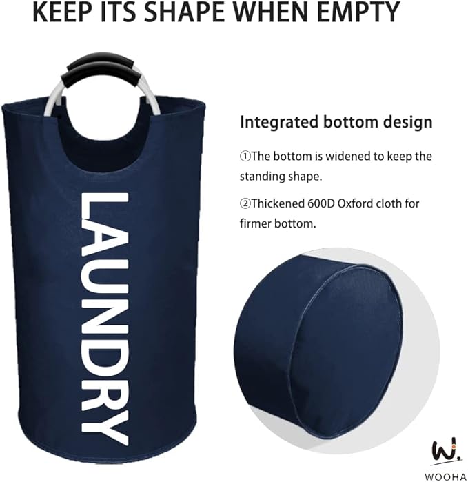 WOOHA 95L Large laundry basket, Collapsible laundry hamper, Tall Clothes