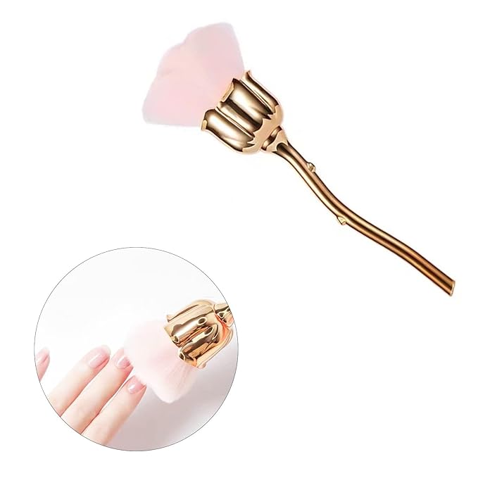 4 Pcs Nail Art Dust Powder Remover Cleaner Brush，Rose Nail Art Powder Dust