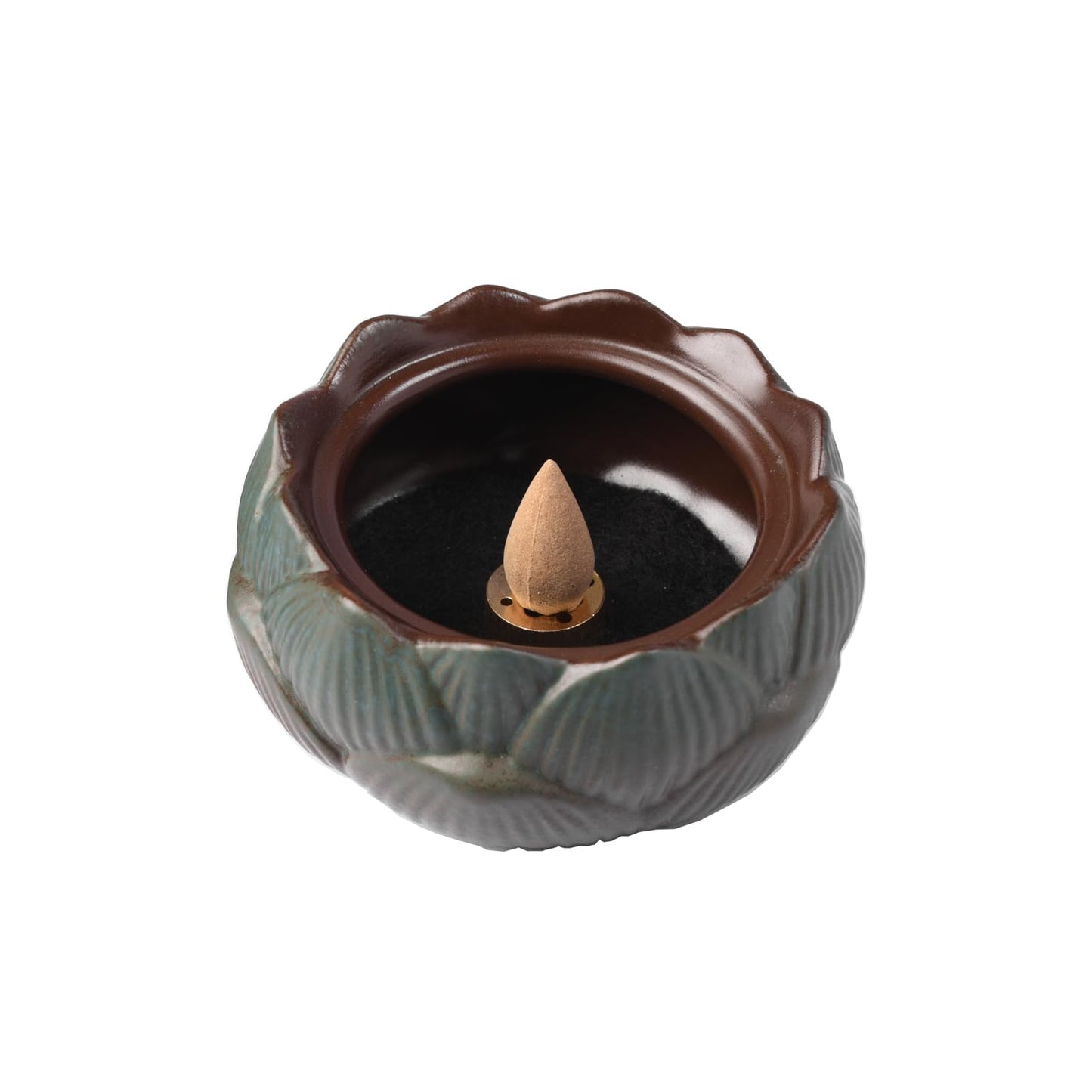 ChorZhow Incense Burner or Incense Cone Holder,Lotus Cone Incense Burner,Incense Cone Holder for Incense Cone and Coil Incense, Coil Incense Burner Set for Office Yoga and Home,Green