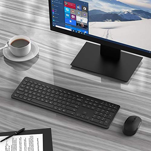 seenda Wireless Keyboard and Mouse Set, SK38 Ultra Slim Quiet USB Wireless Keyboard and Mouse Full Size QWERTY UK Layout with Numeric Keypad for Windows PC, Laptop, Computer, Black