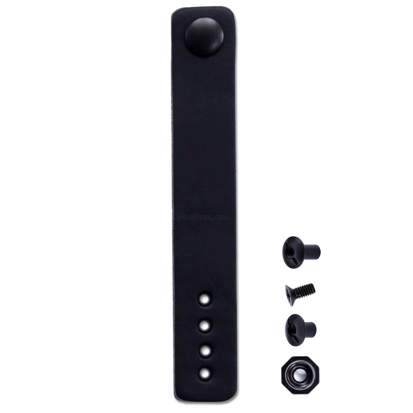 IWB Belt Loop - (8-9oz Leather) - Black w/Black Pull-The-Dot Snap & Mounting Hardware - 6.0 x 0.875 Inches - for IWB Holster Carry - (Fit 1.25-2.00 Inch Belts (Adjustable)