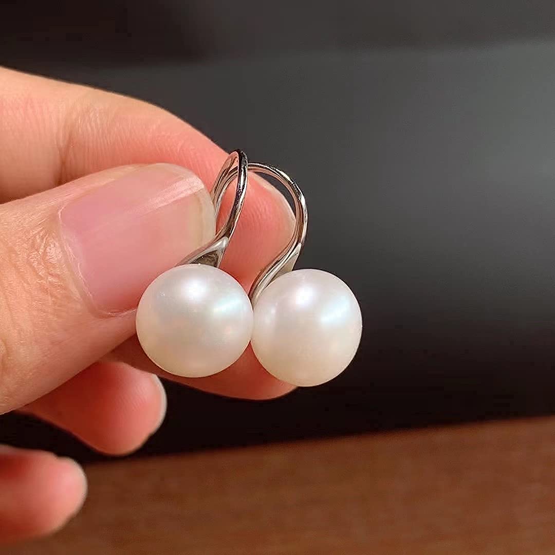 Alevel 9-10mm Freshwater Cultured Big Pearl, 925 Sterling Silver Dangle Hook Earrings, Women Gifts