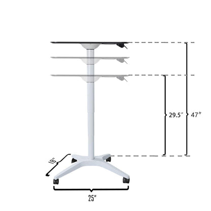CARTMAY Mobile Standing Desk,Pneumatic Height Adjustable Laptop Desk, Mobile Laptop Desk with Wheels, Height Adjustable from 29.5'' to 47'',White