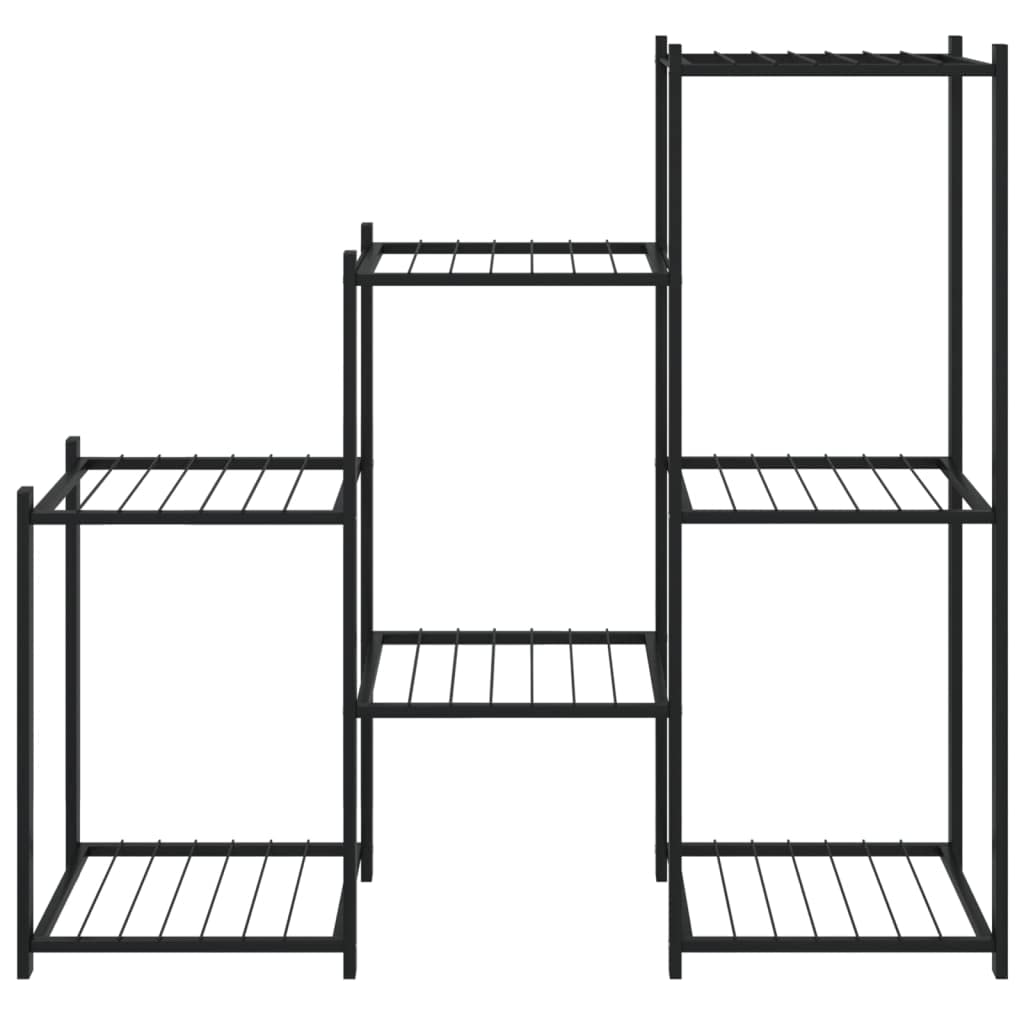 BUKSCYJS Black Powder-coated Iron Flower Stand with 5 Shelves, Medium Plant Display Rack for Indoor Outdoor Use, Space Saving Corner Design for Living Room Balcony, Durable Metal