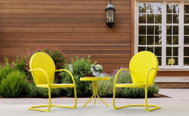 Patio Bistro Set Retro Metal Outdoor Seating Set Conversation Set 3 Pieces