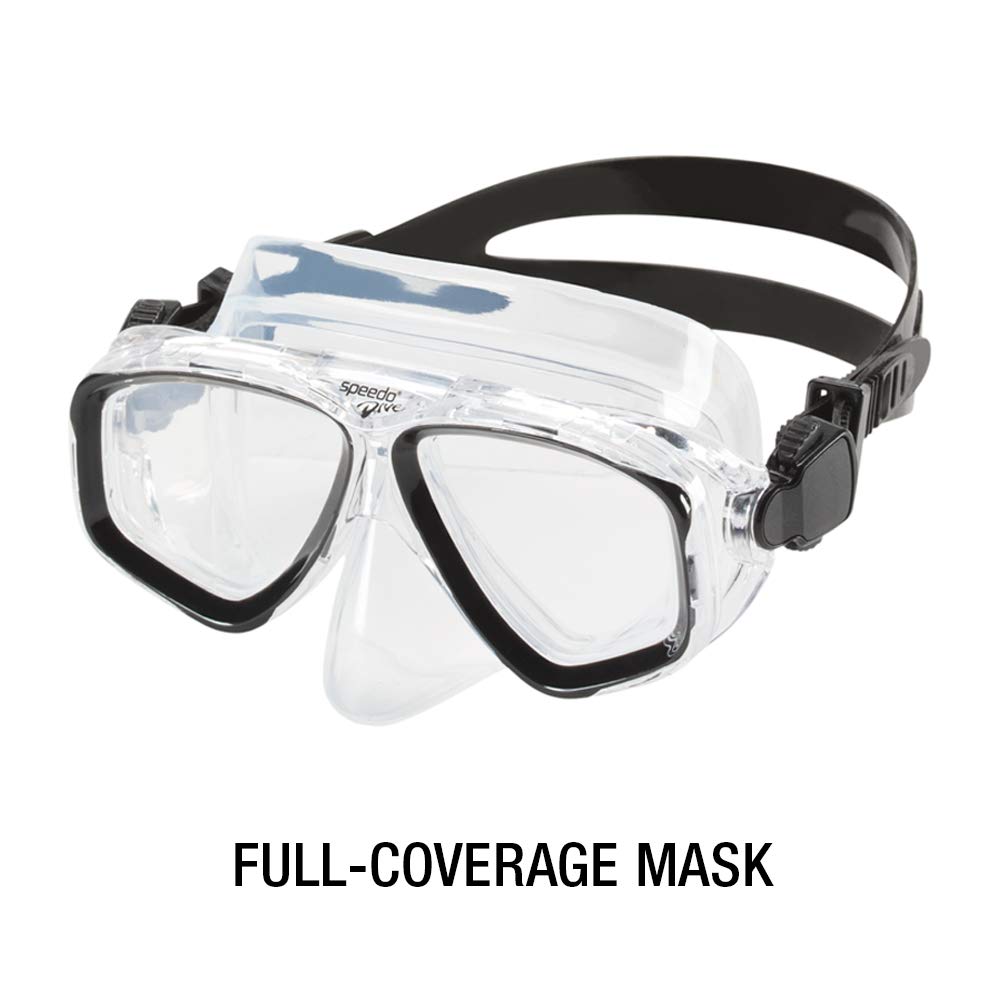 Speedo Unisex-Adult Swim Snorkel Dive Mask Anti-Fog with Nose Cover Adventure Series, M Blue, One Size