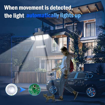 daphino Solar Lights Outdoor 2500LM Motion Sensor Outdoor Lights,3 Head 355° Wide Angle Street Area Lights, Waterproof Security Lights with 3 Modes(Non-Remote,3 Pcs)