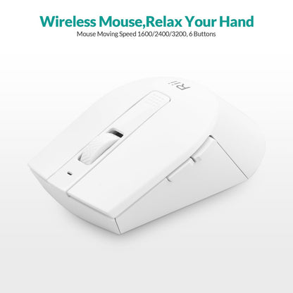 Wireless Keyboard and Mouse Set, Keyboard and Mouse with Ultra-slim Size UK Layout Compatible with PC, Laptop, Computer, Windows for Office Home Work-White