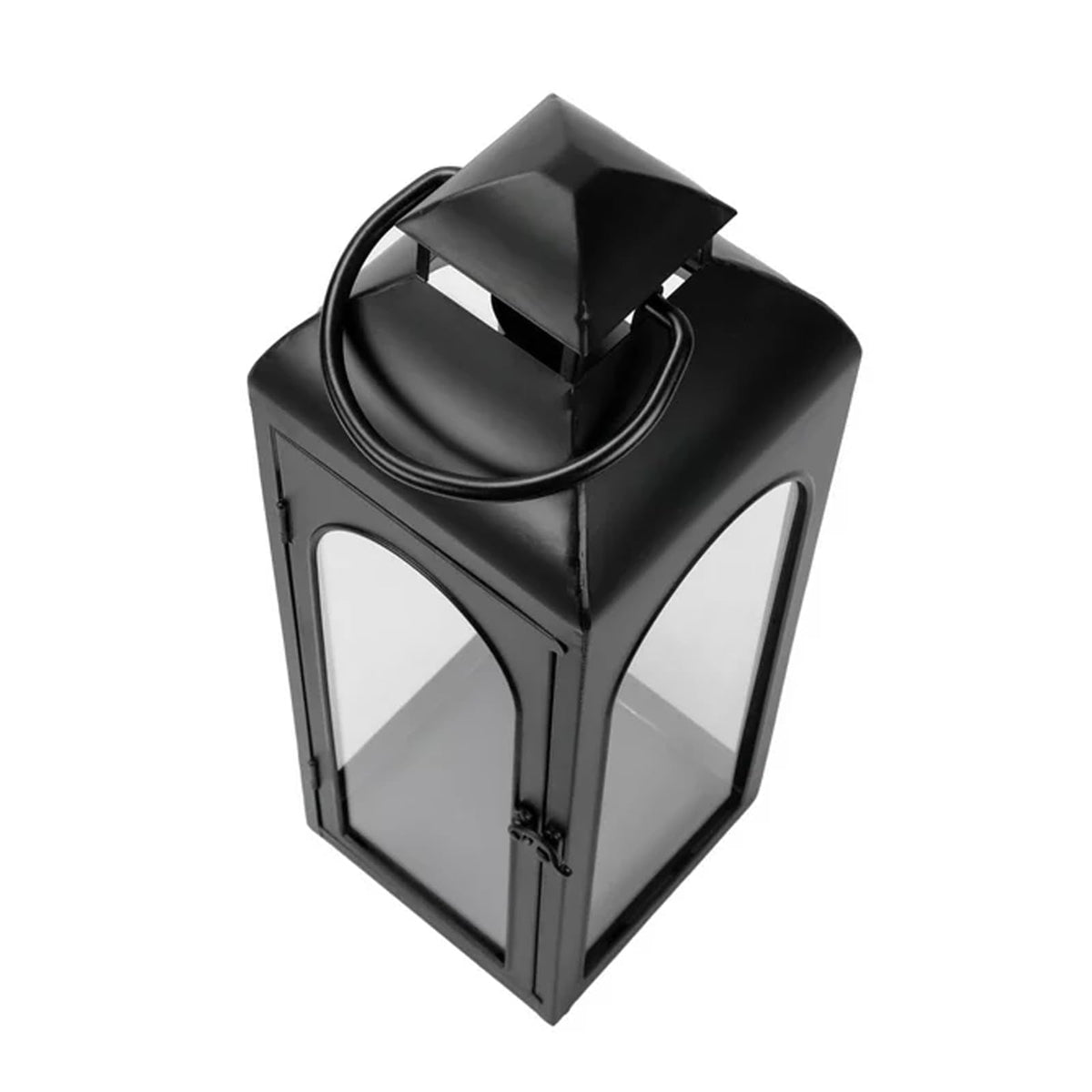 Bdor 2 Pack Luxury Black Metal Lanterns – 16" Tall Modern Hurricane Candle Lanterns with Tempered Glass Panels for Front Porch, Tabletop, Mantel, Wall Hanging, Garden, Indoor & Outdoor Décor