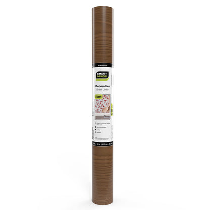 Smart Design Adhesive Shelf Liner - 18 in x 20 ft Roll - Easy Cut, Peel, and Self Stick Decorative Vinyl Film - Cabinet, Drawer, Countertop, Table, Dresser Cover - Kitchen - Light Oak Wood Brown