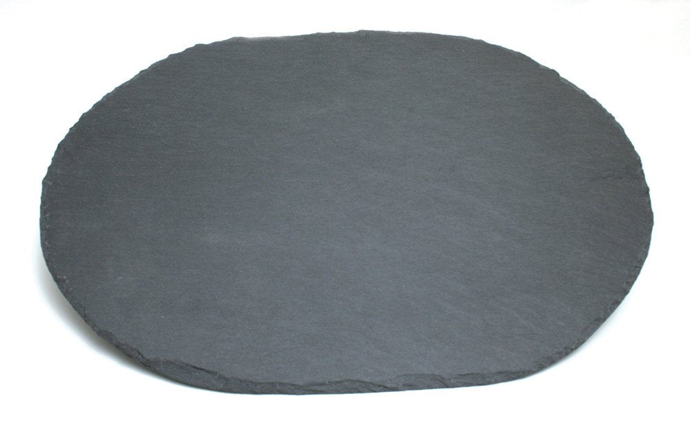 Swissmar Oval Slate Cheese Serving Board – Natural Handcrafted Slate Platter with Non-Skid Felt Pads, Elegant Charcuterie & Appetizer Tray, Easy Clean Surface 15" x 10"