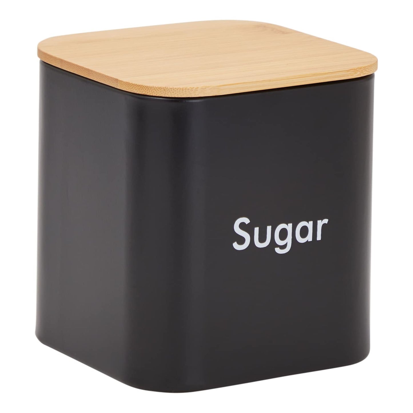 Juvale Coffee Tea Sugar Container Set - Black Iron Square, 3 Pack, 48 oz Each - Coffee Bean Storage & Sugar Storage - Countertop Kitchen Canisters with Tight Seal Lids