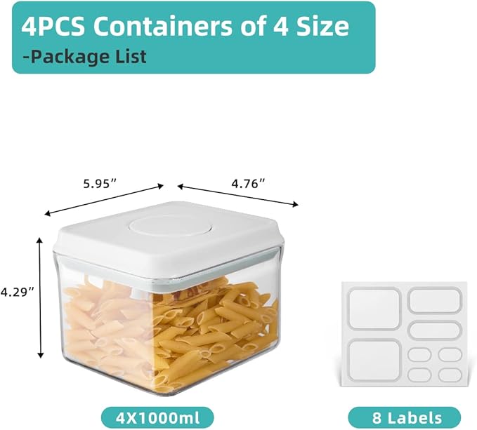Ankou Airtight Container Set Stackable One Press Openning Food Containers