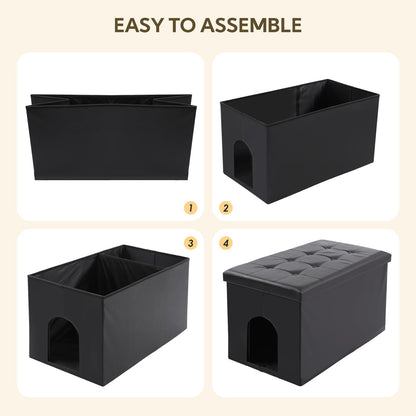 MEEXPAWS Cat Litter Box Enclosure Furniture Hidden, Cat Washroom Bench Storage Cabinet | Extra Large 35.4'' x 19.7'' x 19.7''| Dog Proof | Waterproof Inside/Easy Clean | Easy Assembly | Odor Control