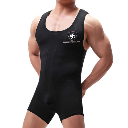 WMIERFI Men's Wrestling Singlet Athletic Leotard One Piece Sport Bodysuit Gym Outfit Active Underwear Black