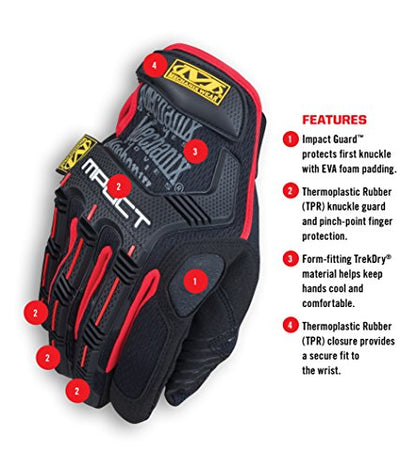 Mechanix Wear - M-Pact Work Gloves (Large, Black/Red)