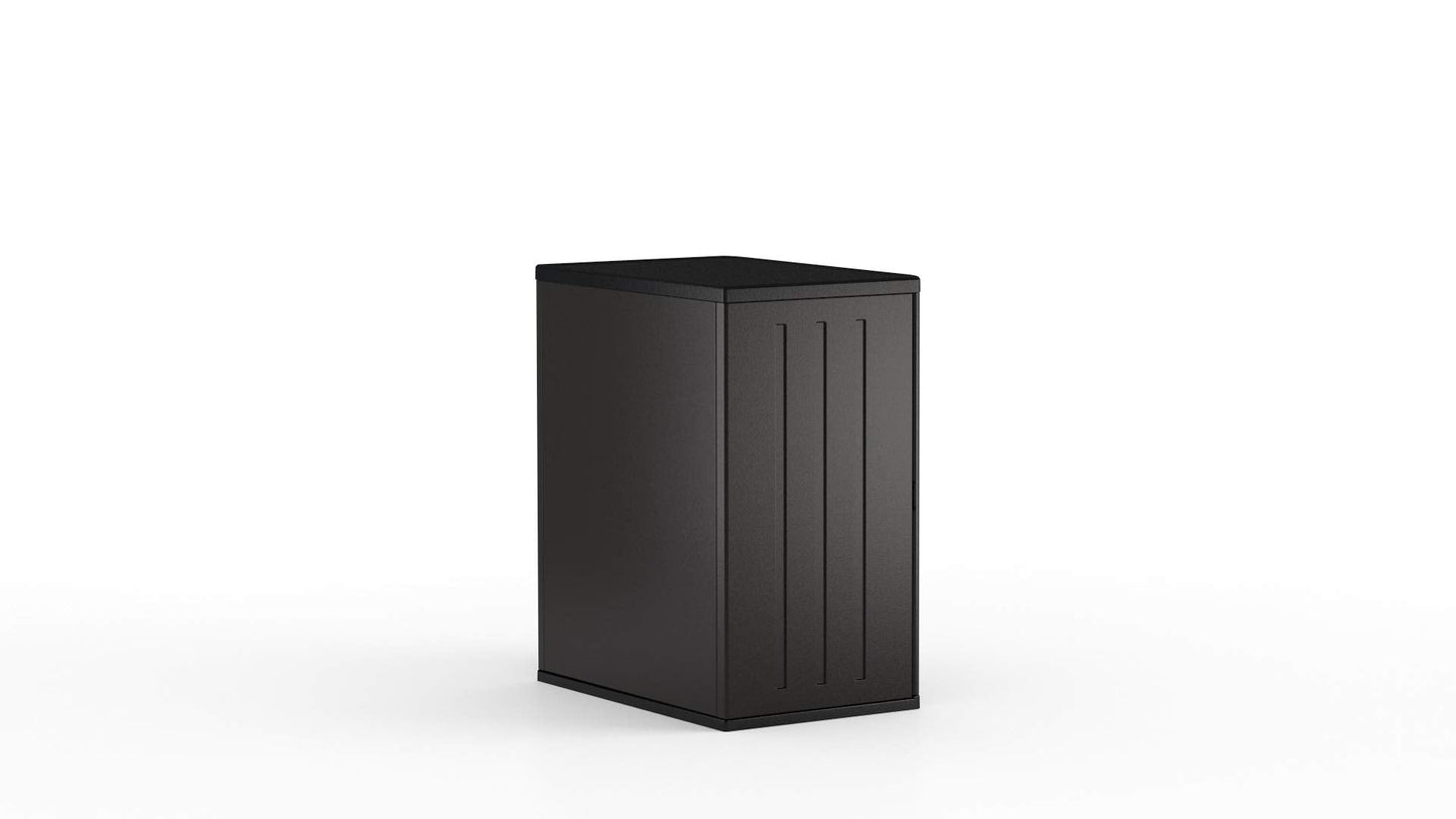 Suncast Commercial Heavy-Duty 9 Cubic Ft. Resin Storage Cabinet with Lockable Handles, Adjustable Metal-Reinforced Shelves for Garage or Workspace, Black, Made in The USA