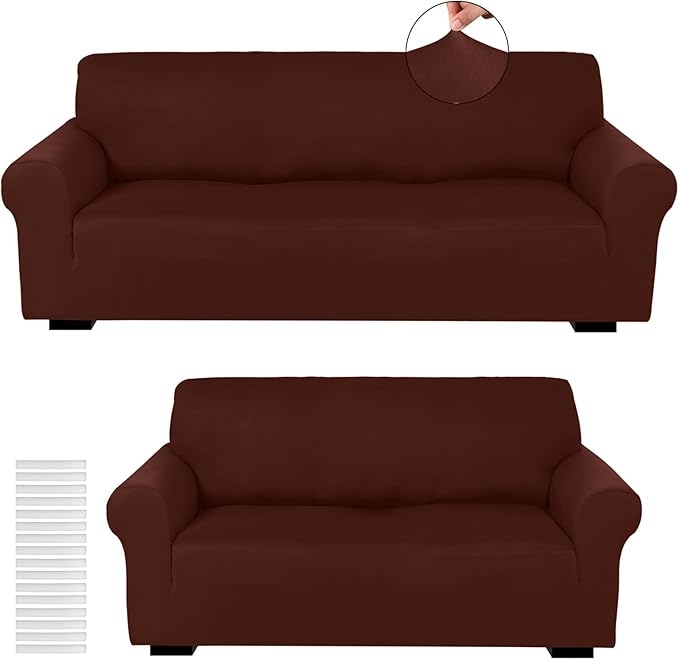 Peryiter 2 Pcs Sofa Covers Couch and Loveseat Covers Set Stretch Sofa Slipcover
