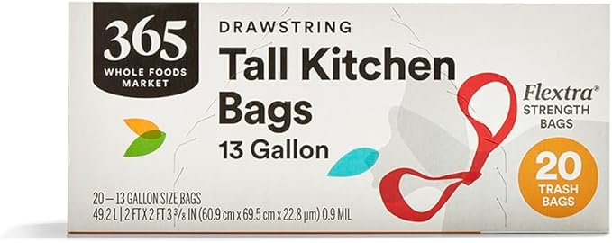 365 by Whole Foods Market, Flextra Strength Drawstring Tall Kitchen Trash Bags