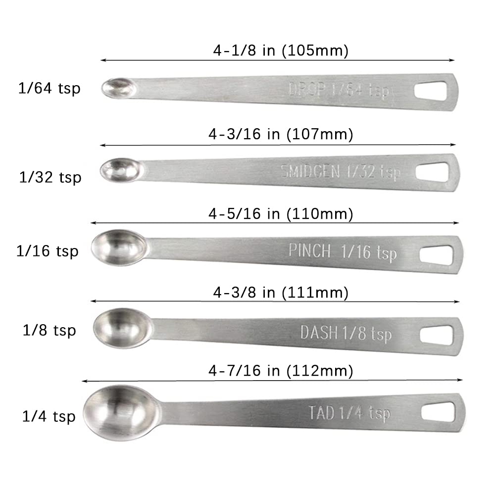 BERYLER 4Pack Mini Measuring Spoons Set, Heavy Duty Stainless Steel Teaspoon for Cooking and Baking, Suitable for Small Amount of Dry or Liquid Ingredients and Spices