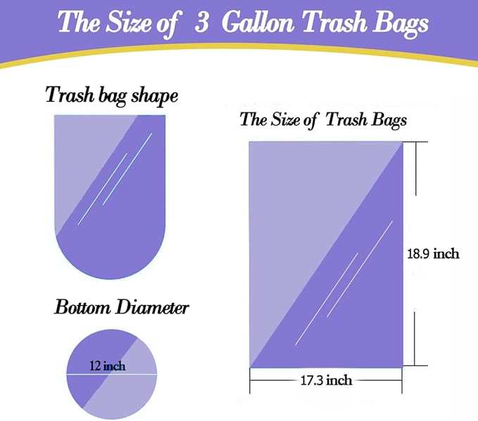 3 Gallon 120pcs Small Clear Trash BagsPlastic Strong Clear Garbage Bags