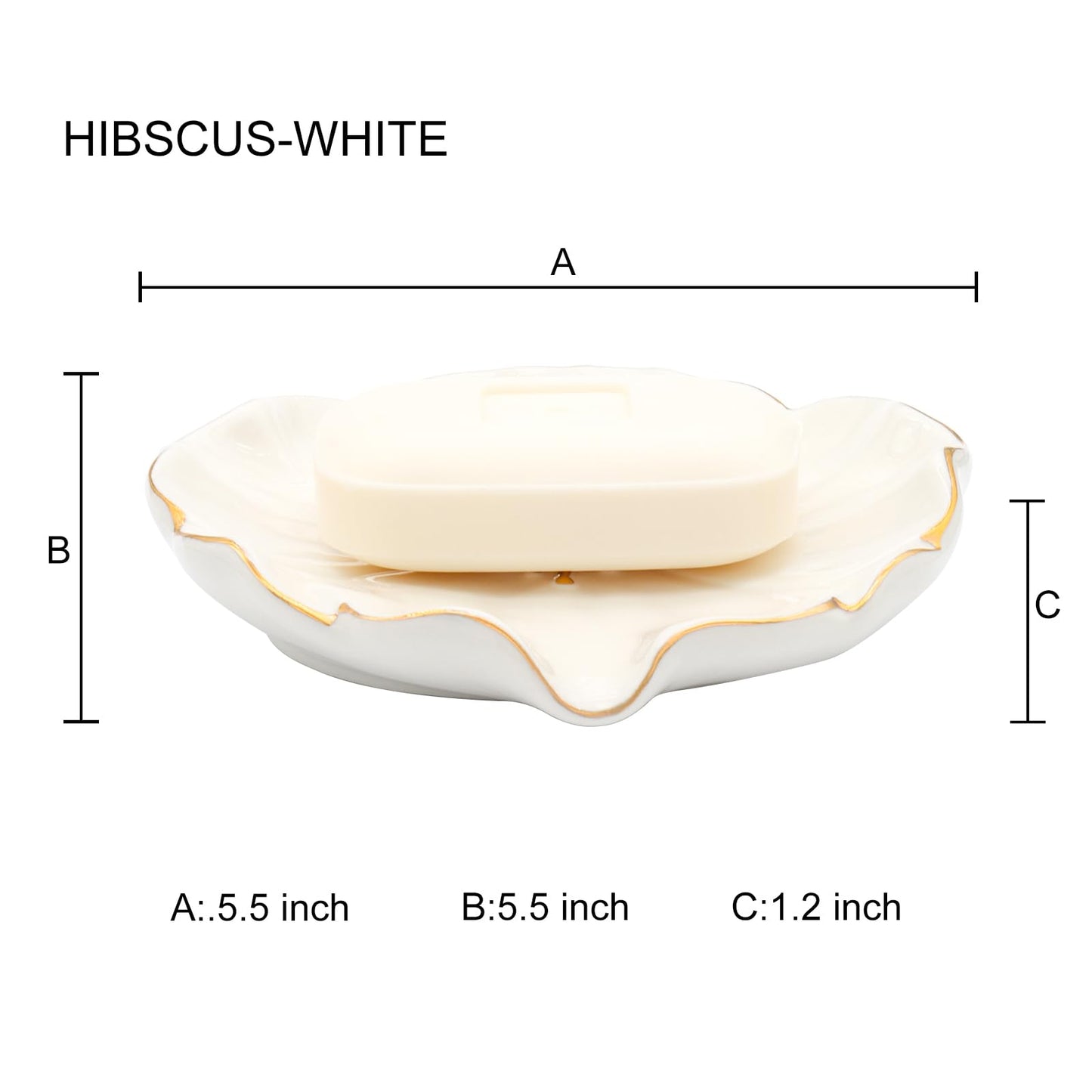 Elegant Bathroom Soap Dish, Inspired by Nature Hibiscus Flower, Ceramic Soap Dish Holder, Self-Draining and Multiple Styles for Bathroom Kitchen Accessories