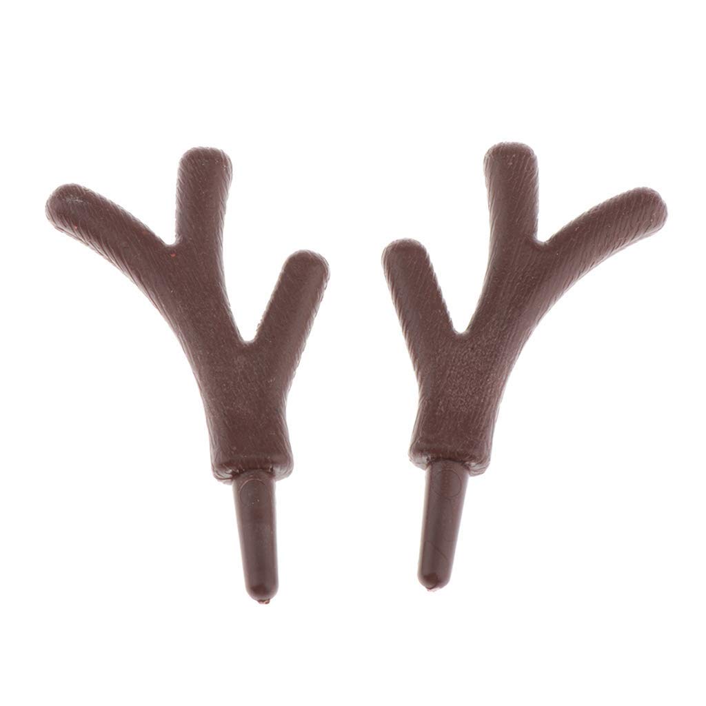40pcs Mini Antlers Embellishments Plastic Deer Antlers DIY Cosplay Animals Horn Headband Deer Home Decor, Wedding Party Xmas Ornaments - Brown