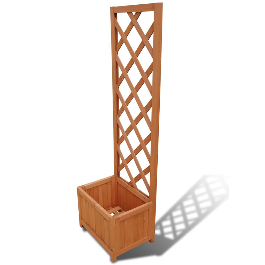 Coespram Rustic Wooden Garden Planter 15.7"x15.7"x53.1" Brown Stained Trellis Outdoor Plant Box Solid Wood Flower Pot for Balcony Patio Porch