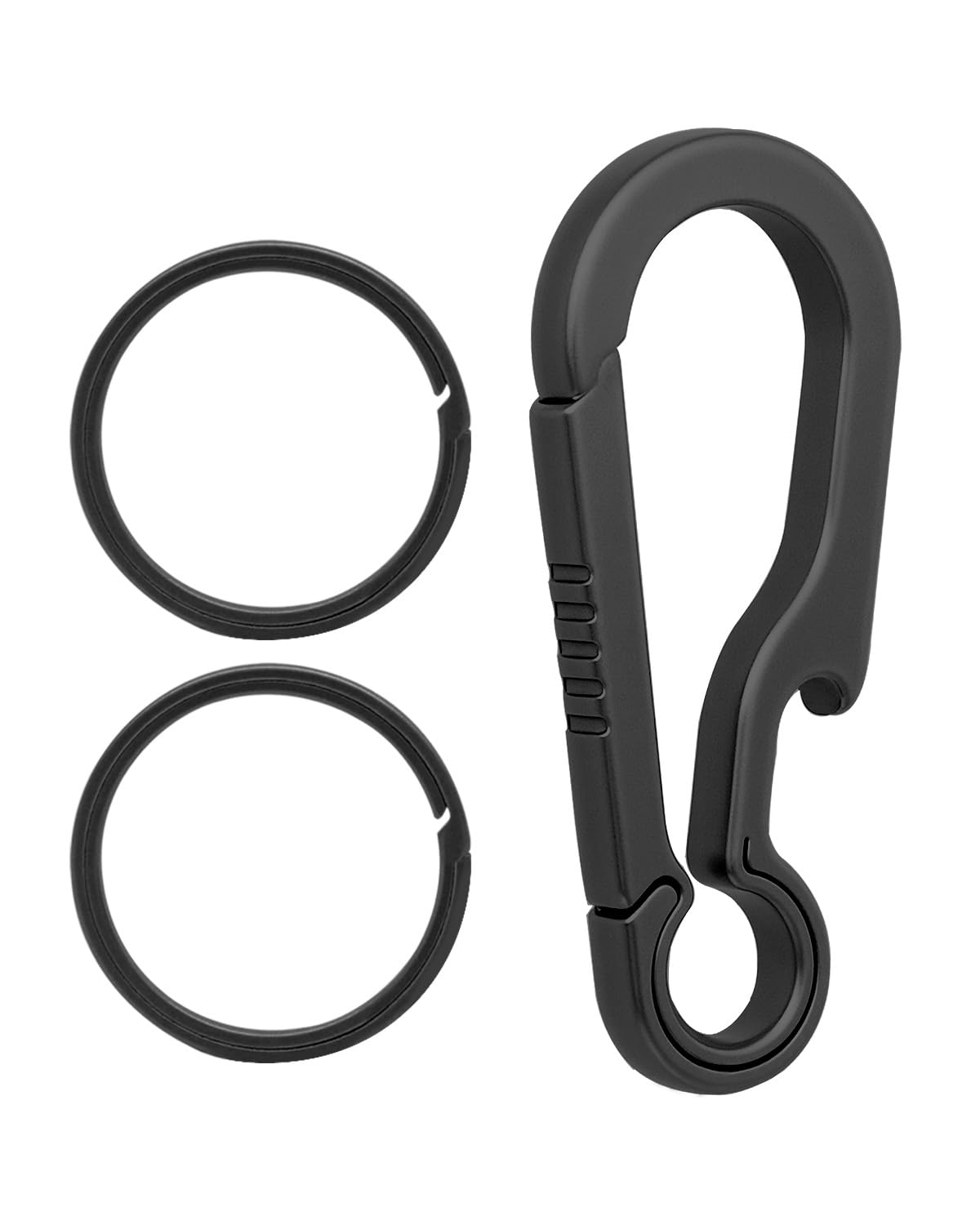PJYTAC Titanium Carabiner Keychain Clip with Key Rings 2/2.6 Inch Small Carabiner Clips Black Heavy Duty Key Holder Quick Release Key Chain for Keys Bottle Opener Valentines Day Gift for Him Men