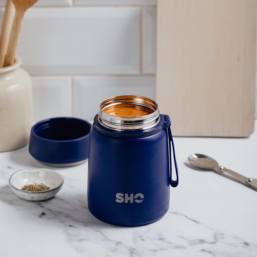 SHO Food Flask - Vacuum Insulated, Double Walled Stainless Steel Food Flask & Food Container - 10 Hours Hot & 20 Hours Cold - 530ml 800ml - BPA Free (Dusty Rose, 530ml)