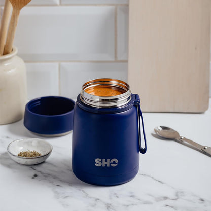 SHO Food Flask - Vacuum Insulated, Double Walled Stainless Steel Food Flask & Food Container - 10 Hours Hot & 20 Hours Cold - 530ml 800ml - BPA Free (Dusty Rose, 530ml)