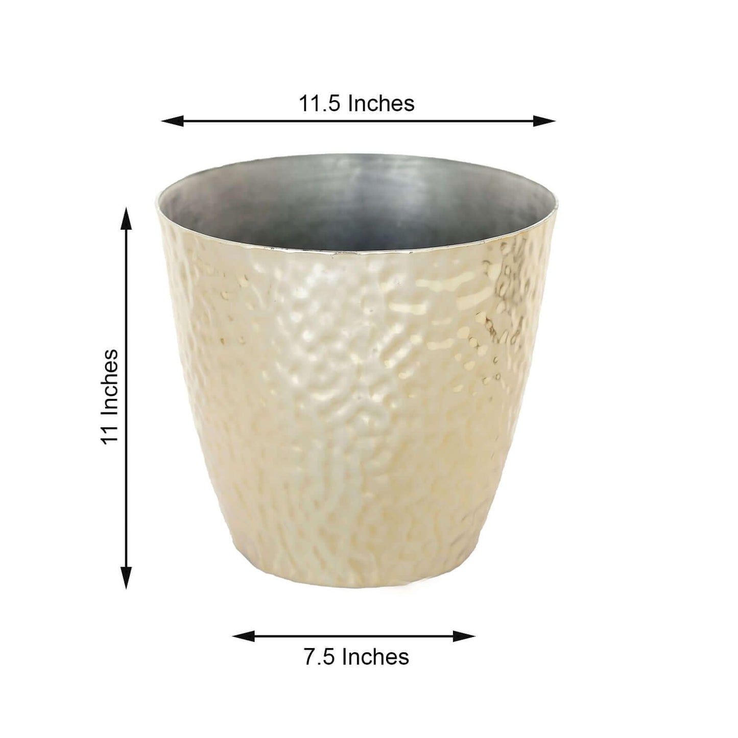 Efavormart 11" Gold Polypropylene Planter Pot Indoor, Flower Pot for Plants with Metallic Hammered Design