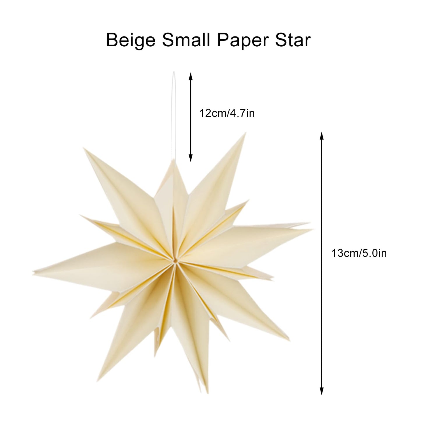 6 Pieces Beige Christmas Paper Star 5 Inch Xmas Hanging Star Ornaments Paper Snowflake Decorations for Little Christmas Tree Tiered Tray New Year Weddings Birthday Holiday Party Home Decor