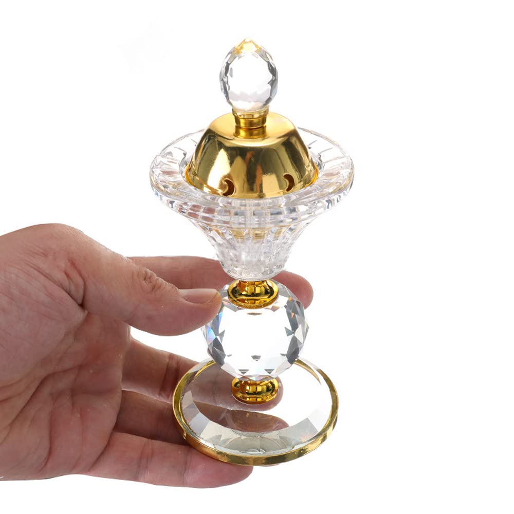 Crystal Incense Burner,Oud Frankincense Aromatherapy Bakhoor Burner Arabian Diffuser Desk Decor for Yoga Meditation Spa (Moon)