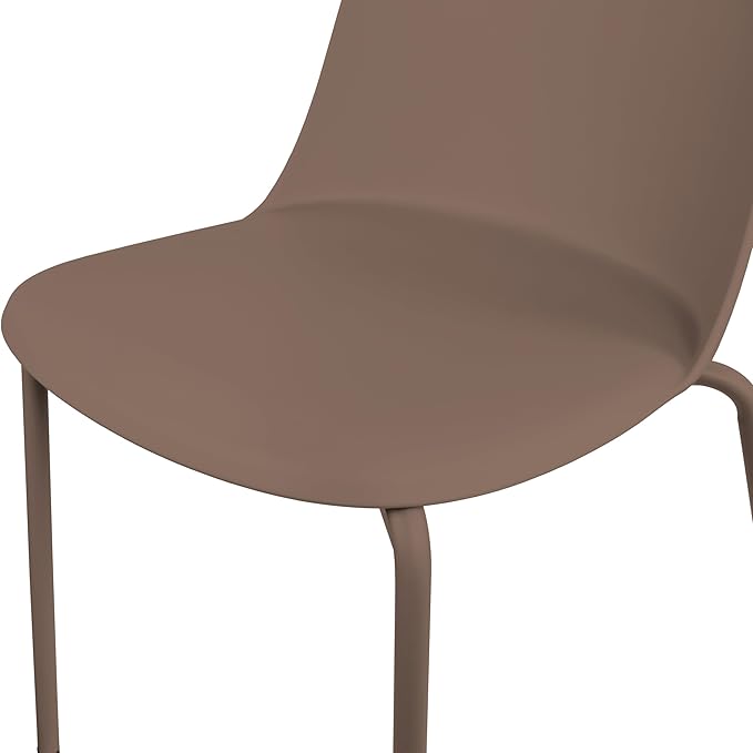 2xhome Modern Stackable Armless Dining Chair | Plastic Shell Seat with Metal Legs | Indoor or Outdoor Use | Home Kitchen Patio, Brown