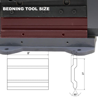 KAKA INDUSTRIAL Metal Brake,8 Inch 20 Gauge (0.036 Inch) Combination Shear and Brake,Bending Angle 90°for Crafts, Workshop, HVAC, Automotive Repair 8 Inch Manual Shear and Brake