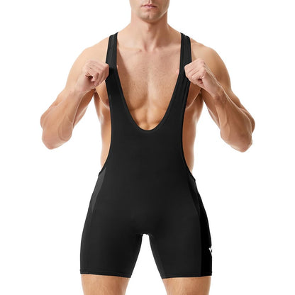 LORSPORTCH Men's wrestling Powerlifting Singlet Standard Active Sleeveless Bodysuit Uniform Leotard Jumpsuits Singlet Black Blue Red M