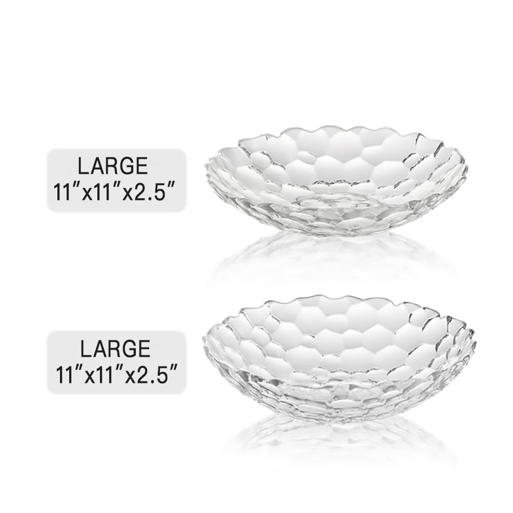 Coafiy 2 Pack Glass Fruit Bowl, Fruit Basket Holder, Crystal Fruit Bowl, Dessert Plate,Decorative Pedestal Bowl,for Table Décor for Home,Office, Wedding Decor, Fruit, Snack, Dessert (Large,Clear)