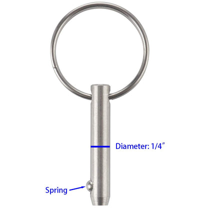 VTurboWay 4 Pcs Quick Release Pin 1/4" Diameter, Usable Length 1", Full 316 Stainless Steel, Bimini Top Pin, Marine Hardware, All Parts are Made of 316 Stainless Steel
