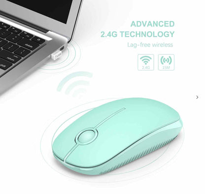 VssoPlor Wireless Mouse, 2.4G Slim Portable Computer Laptop Mouse with Nano Receiver Quiet Silent Optical Mice for Notebook, PC, Laptop, Computer-Black and Gold