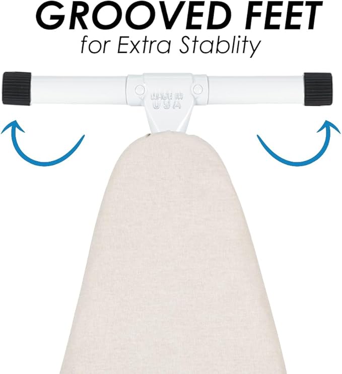 Full Size Ironing Board with Cover & Pad – USA-Made with Enhanced Grip Feet