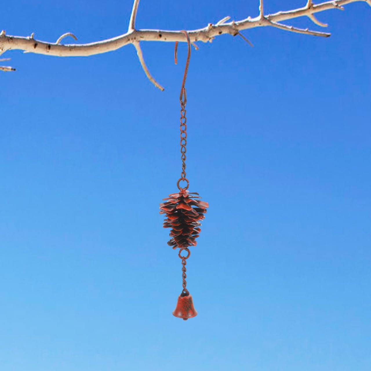ZUNOXAZ Pine Cone Bells Wind Chimes Metal Door Knob Hanger Soothing Chimes for Garden Porch Home Elegant Pinecone Outdoor Decorations Holiday Wall Ornament
