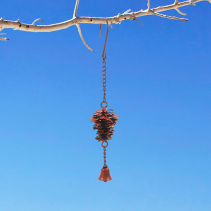 ZUNOXAZ Pine Cone Bells Wind Chimes Metal Door Knob Hanger Soothing Chimes for Garden Porch Home Elegant Pinecone Outdoor Decorations Holiday Wall Ornament