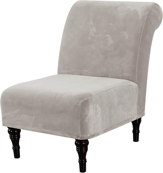 H.VERSAILTEX Armless Accent Chair Covers Thick Velvet Armless Chair Slipcovers