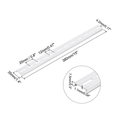 MECCANIXITY DIN Rail Slotted Aluminum Mounting Guide 15 Inch x 1.4 Inch x 0.3 Inch for Equipment Installation Pack of 10 Pcs