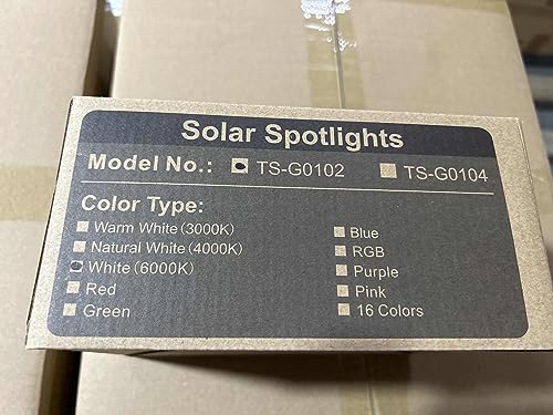 T-SUN 2 Pack LED Solar Spotlight, Waterproof Outdoor Security Garden Landscape Lamps, 180°Angle Adjustable,Daylight 6000K, Auto-on at Night/Auto-Off by Day for Tree, Yard,Lawn,Pathway