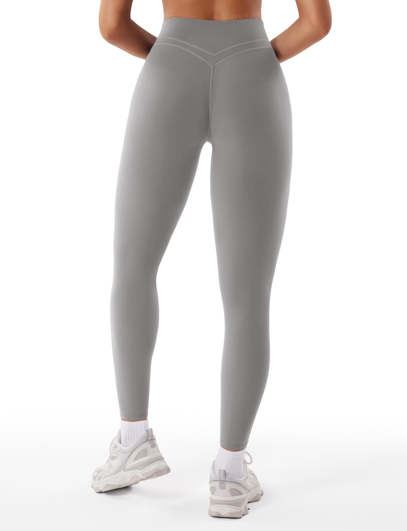 VOYJOY Womens Scrunch Workout Leggings Compression Butt Lifting Mid High Waist 26 Inches Seamless V Back Yoga Pants