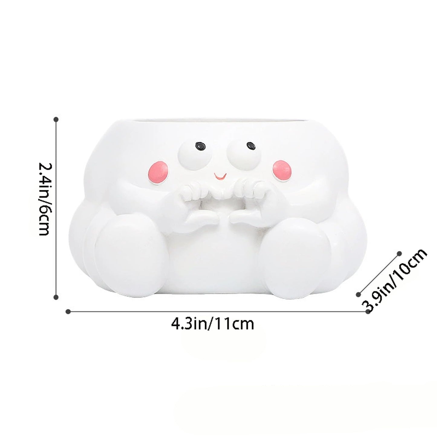 HDKXBEJ Cloud-Shaped Small Succulent Planters, 3.4''Dog Cute Plant Pots with Drainage Holes Funny Resin Flower Pots for Indoor Outdoor Home Office Gifts (C)