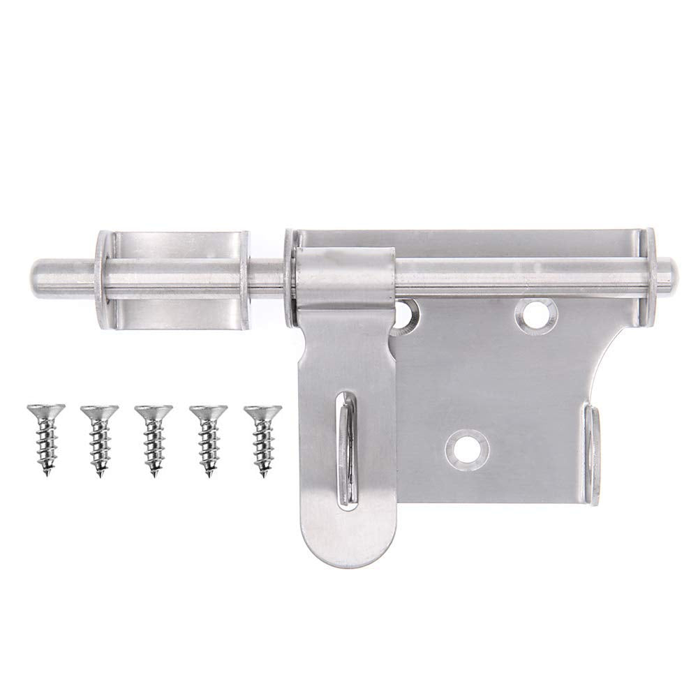 Sliding Bolt Gate Latch,Stainless Steel Latch Bolt Door Latch Lock, Bolt with Padlock Hole, Hasp Safety Clasp Hasp Barrel Bolt Sliding Latches,Stainless Steel Brushed Finish