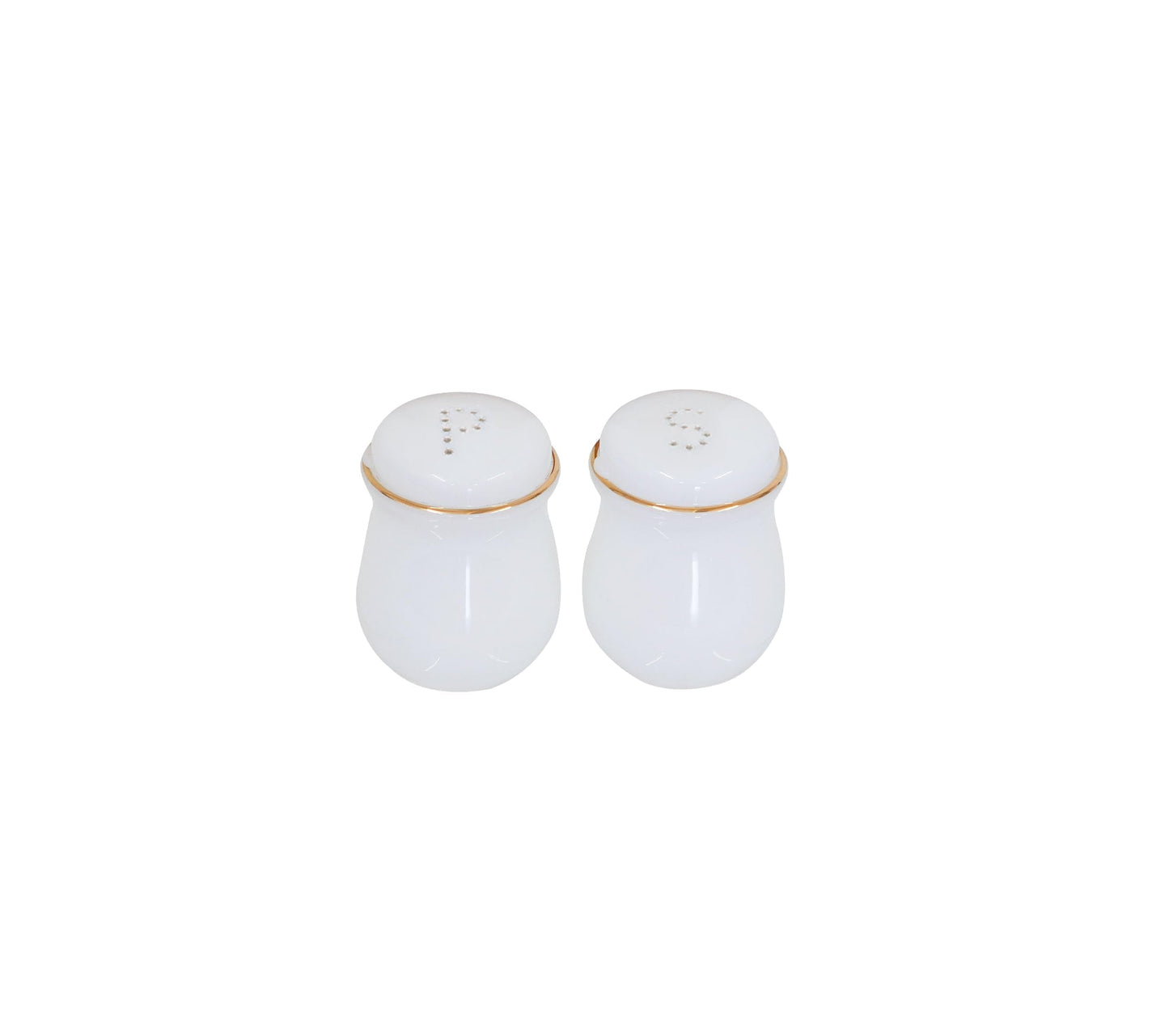Barski Glass Salt & Pepper Shaker – Set of 2 Shakers, White with Gold Rim, 2.3" Height – Elegant Shakers for Dining Table, Kitchen, Parties, Cooking, Entertaining, and Special Occasions